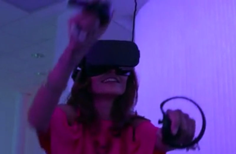 Image from the Reuters video on the New York arcade to experience virtual reality.
