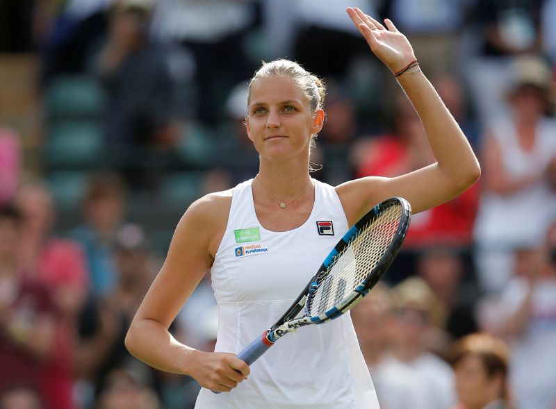 Czech Republicu00e2u20acu2122s Karolina Pliskova celebrates after winning the first round match against Russiau00e2u20acu2122s Evgeniya Rodina. u00e2u20acu2022 Reuters pic