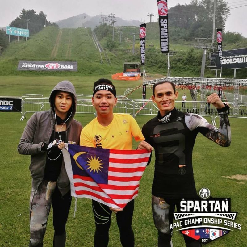 Team Malaysia (L-R) Colleen Augustin, one-arm contender Loh Chee Koon and Saddam Pittli making Malaysia proud at the Spartan APAC series in South Korea. u00e2u20acu201d Picture courtesy of Spartan Race Malaysiann