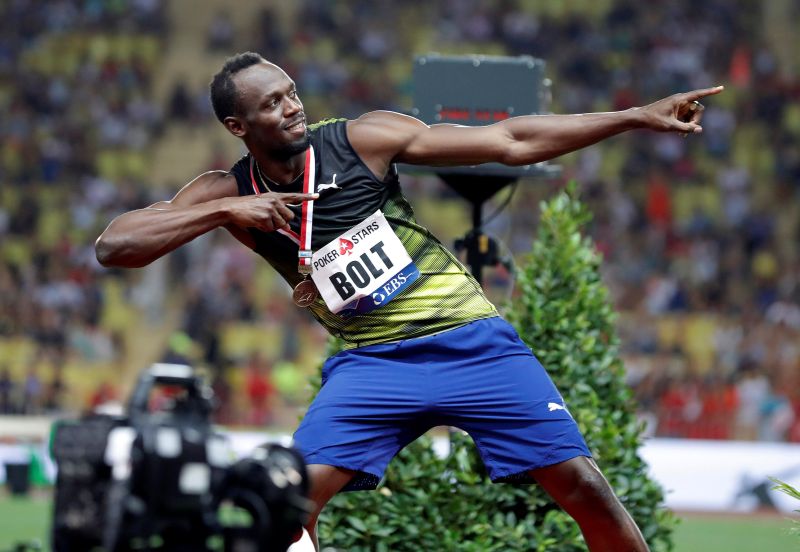 Jamaican sprinter Usain Bolt reacts after winning the 100m at yesterday's Diamond League in Monaco. u00e2u20acu2022 Reuters pic