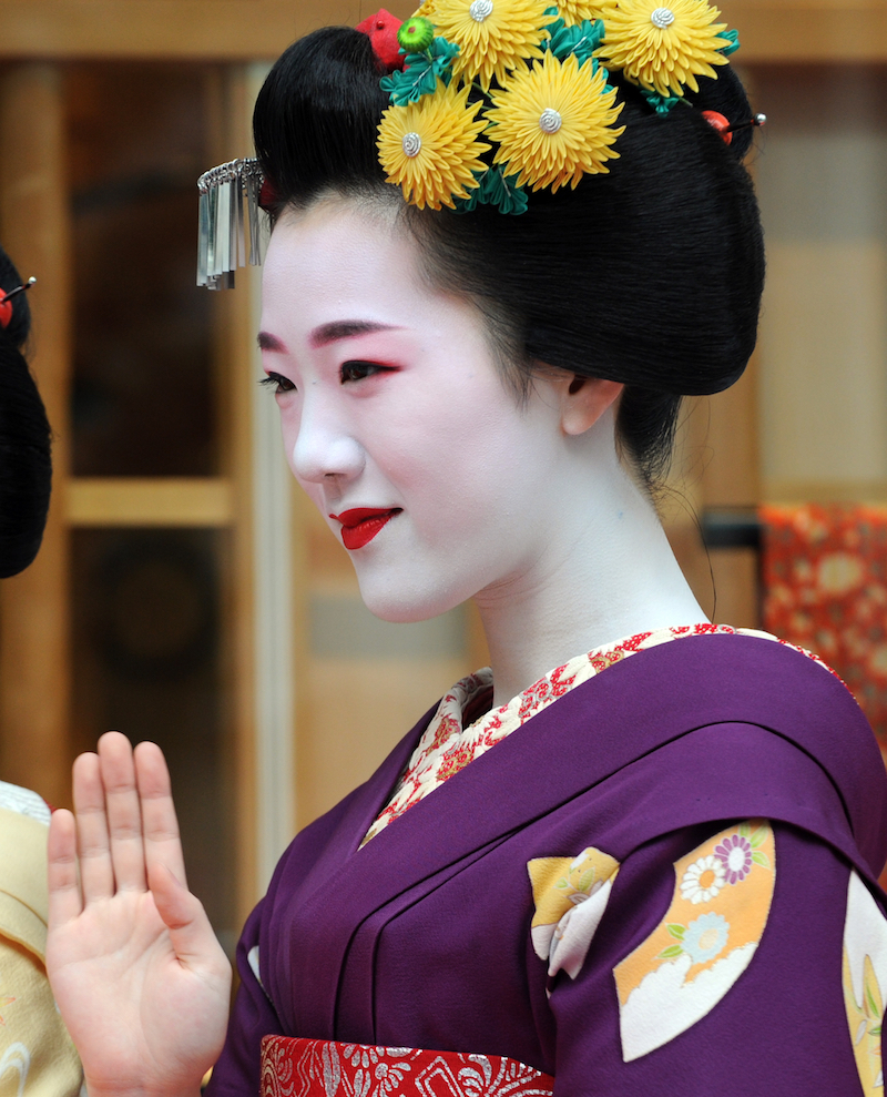 Visitors can interact with a u00e2u20acu02dcmaiko,u00e2u20acu2122 or geisha apprentice and learn about traditional Japanese art at Maikoya Osaka. u00e2u20acu201d AFP pic