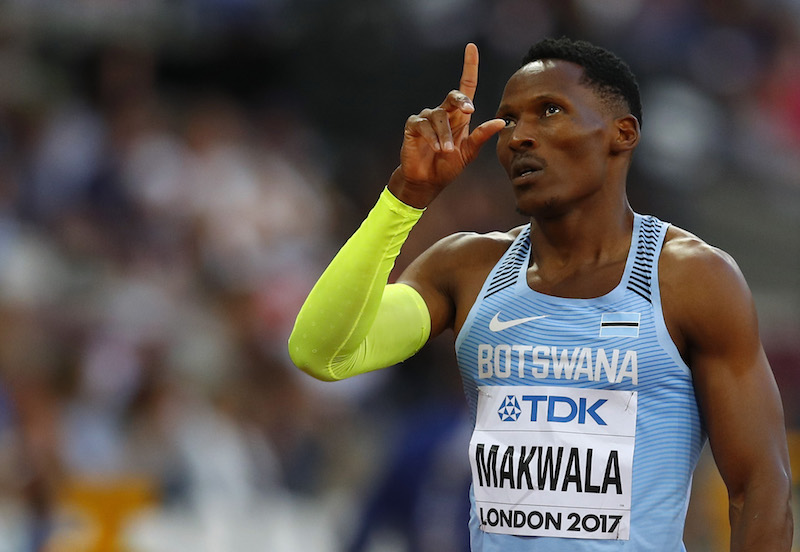 Isaacu00c2u00a0Makwalau00c2u00a0of Botswana celebrates winning the menu00e2u20acu2122s 400 metres semi-final heat in London, August 6, 2017. u00e2u20acu201d Reuters pic
