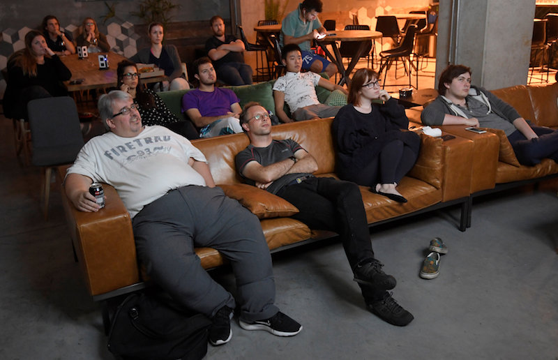 Residents or ‘members’ relax in a shared space to watch a weekly screening of the series ‘Game of Thrones’ on a large screen at The Collective co-living building in London August 14, 2017. — Reuters pic