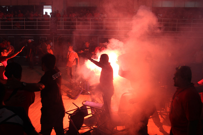 Flares were set off inside the hall during the Nothing To Hide 2.0 Forum in Shah Alam August 13, 2017. u00e2u20acu201d Picture by Miera Zulyana