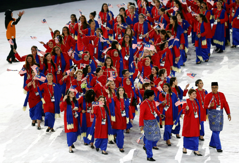Malaysiau00e2u20acu2122s contingent arrives during the 29th SEA Games opening ceremony at Bukit Jalil Stadium, Kuala Lumpur August 19, 2017. u00e2u20acu201d Reuters pic