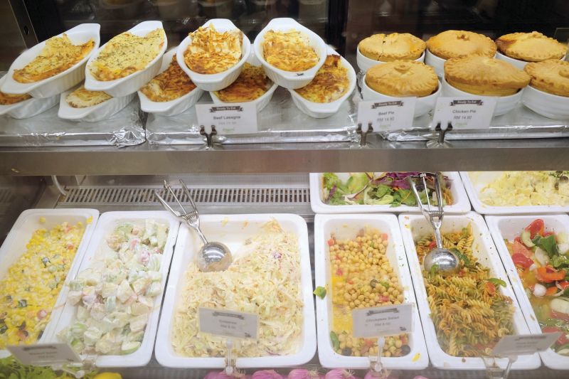 The international Food Hall at Intermark offers everything from salads to an assortment of pies.