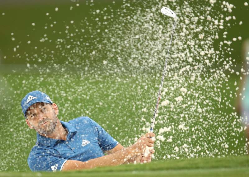Sergio Garcia plays from the sand during a practice round for the 2017 PGA Championship at Quail Hollow Club, Charlotte August 9, 2017. u00e2u20acu201d USA TODAY Sports/Reuters pic