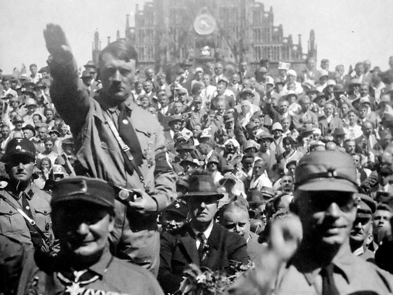 Hitler and Hermann Goering saluting at a 1928 Nazi Party rally in Nuremberg. u00e2u20acu201d wiki pic