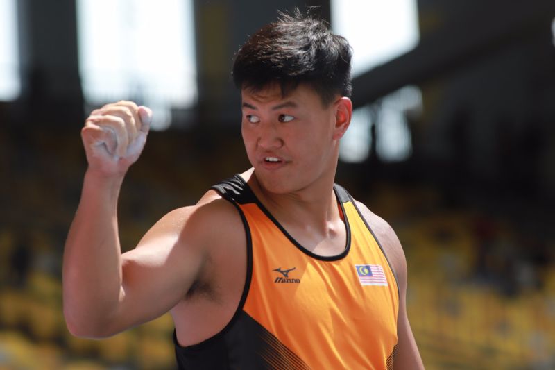 Jackie Wong memecahkan rekod kebangsaan dan kejohanan melalui lemparan sejauh 65.90 meter di Stadium Bukit Jalil, 23 Ogos 2017. u00e2u20acu201d Foto ihsan Twitter/kl2017