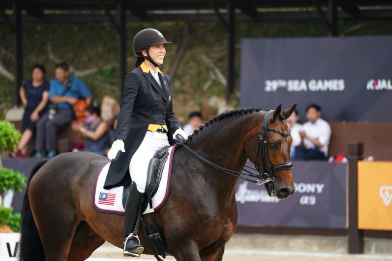 The Malaysian dressage team led Qabil Ambak won the gold medal with a combined score of 210.947 points. u00e2u20acu2022 Picture via Twitter/kl2017