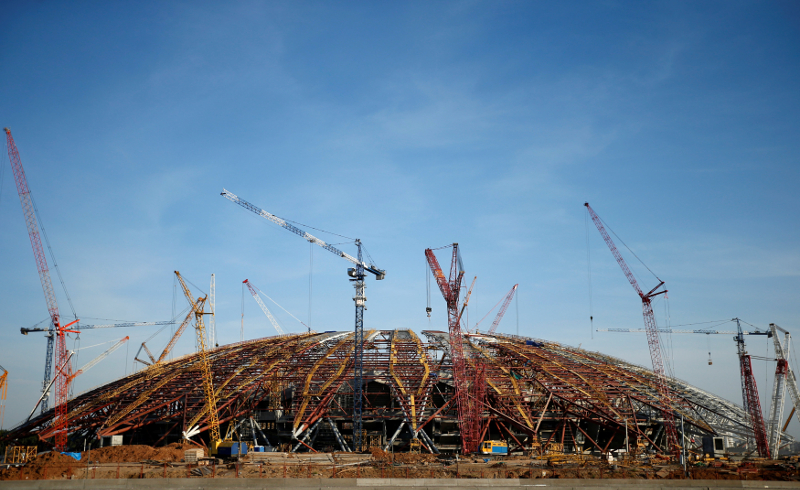 A general view shows a Samara Arena stadium under construction ahead of 2018 Fifa World Cup in Samara July 17, 2017. u00e2u20acu201d Reuters pic