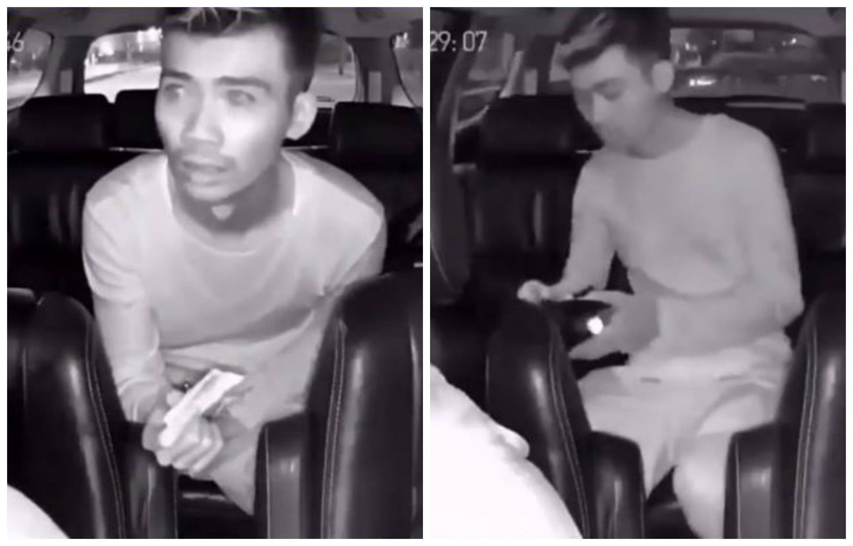 nStill image taken from an in-car camera video shows the suspect retrieving a wad of cash belonging to the driver. u00e2u20acu201d Picture by Firdaus Nur/Facebook