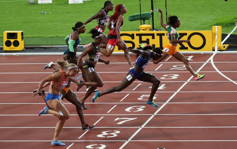 Tori Bowie of the US in action during the World Athletics Championships womenu00e2u20acu2122s 100 metres final at London Stadium, August 6, 2017. u00e2u20acu201d AFP pic