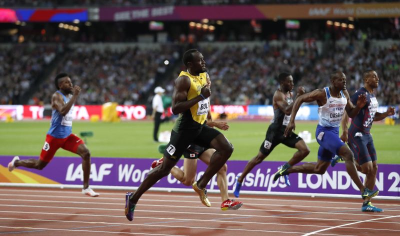Usain Bolt of Jamaica wins the menu00e2u20acu2122s 100 metres heat at the World Athletics Championships in London. u00e2u20acu2022 Reuters pic