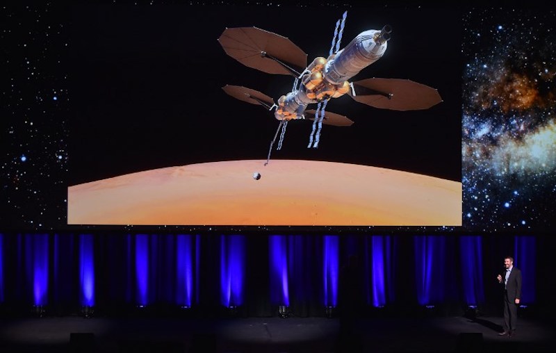 Lockheed Martinu00e2u20acu2122s human spaceflight system architect Tim Cichan speaks during a presentation of a planned mission to Mars at the 68th International Astronautical Congress 2017 in Adelaide September 29, 2017. u00e2u20acu201d AFP pic