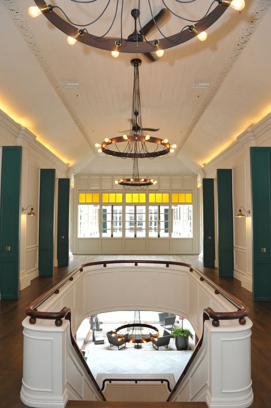 The grand staircase and vaulted ceiling complete with intricate motifs has been restored with light bulb chandeliers being installed in a tribute of sorts to light bulb inventor Thomas Edison. — Picture by KE Ooi