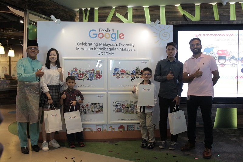 (From left) Tuan Haji Zaidi Yazid with the grand prize winner Ch’ng Kai Wei, age group winners Wan Muhammad Fahyim Bin Wan Mohd Nazdi, Cheng Jun Kai and Muhammad Khairul Aiman bin Mohamad Zaidi, and Sajith Sivanandan, Managing Director of Google Malaysia, Vietnam, Philippines, and New Emerging Markets. — Picture courtesy of Google