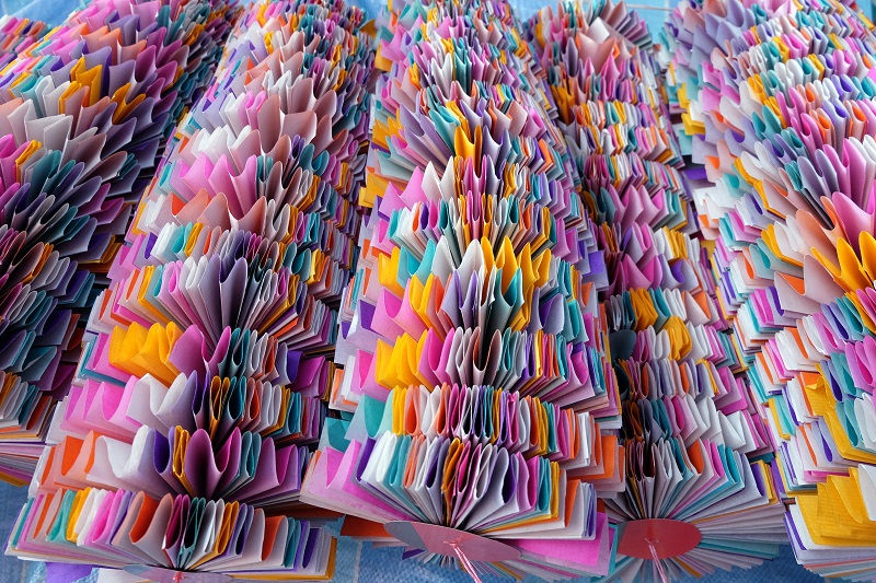 The seven-colour lotus folded from joss papers is also one of the offerings burnt during Hungry Ghost Month.