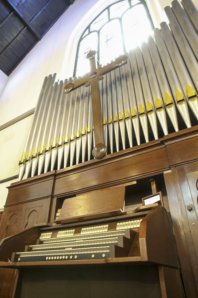 The pipe organ’s cross was handcrafted by Malaysian Chinese carpenters using the local hardwood nyatoh and was added in 1992. — Picture by Choo Choy May 