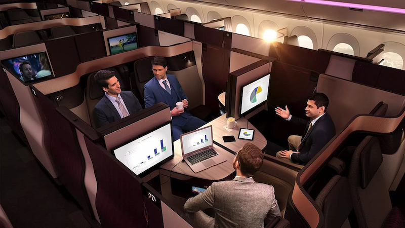 The Qatar Airways QSuite has been described as an industry game-changer. u00e2u20acu201d Handout via AFP