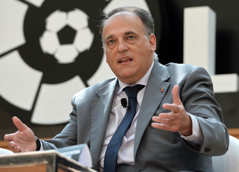 File picture shows Javier Tebas, president of La Liga speaking during the official launch of Spanish Football League La Liga office in Singapore, March 23, 2017. u00e2u20acu201d AFP pic