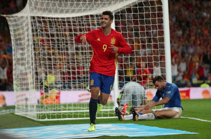Spainu00e2u20acu2122s Alvaro Morata scored twice as his team crushed Liechtenstein 8-0. u00e2u20acu2022 Reuters pic