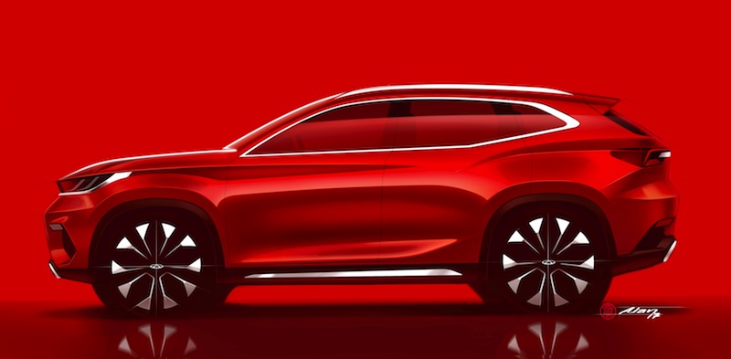 A design sketch for Chery's first global car, which will be unveiled at the Frankfurt motor show on September 12. u00e2u20acu201d AFP pic 