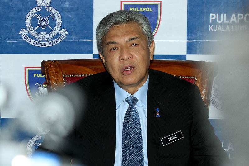 Deputy Prime Minister Datuk Seri Ahmad Zahid Hamidi speaks to reporters during IGP handover press conference in Pulapol, Kuala Lumpur September 04, 2017. u00e2u20acu201d Picture by Miera Zulyanan