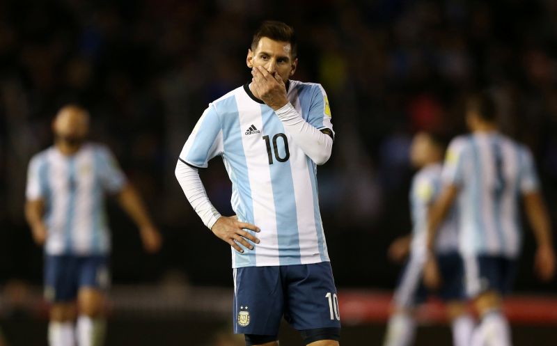 Lionel Messi looks dejected after Argentina drew 1-1 against Venezuela. u00e2u20acu2022 Reuters pic