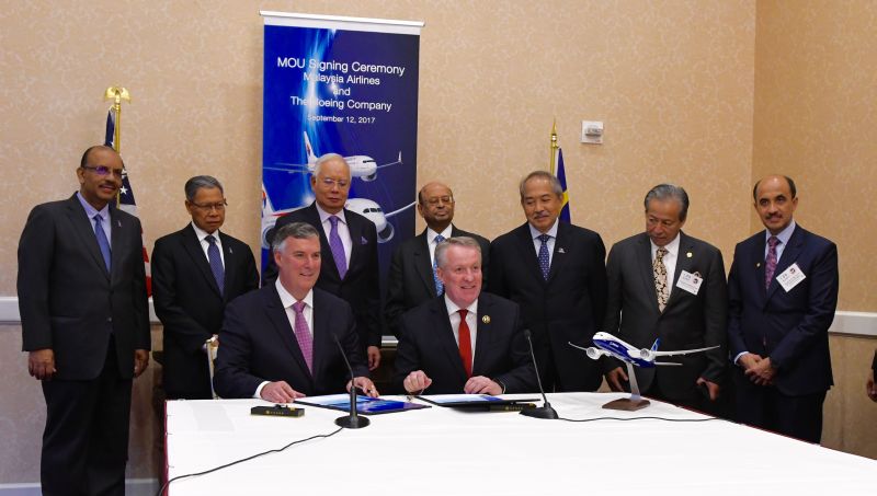 Boeing and Malaysia Airlines Berhad signed a Memorandum of Understanding for 16 airplanes during a ceremony at the St Regis Hotel in Washington. u00e2u20acu2022 Picture courtesy of Boeing