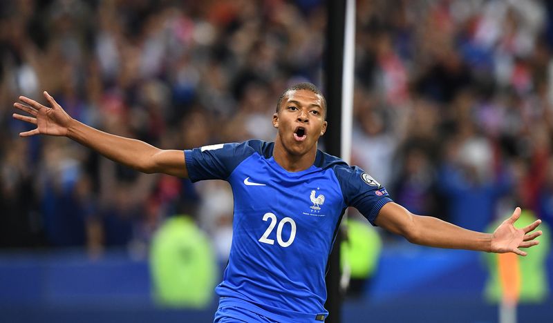 Franceu00e2u20acu2122s forward Kylian Mbappe celebrates after scoring a goal during the 2018 Fifa World Cup qualifying football match France vs Netherlands at the Stade de France in Saint-Denis, on August 31, 2017. u00e2u20acu201d AFP pic