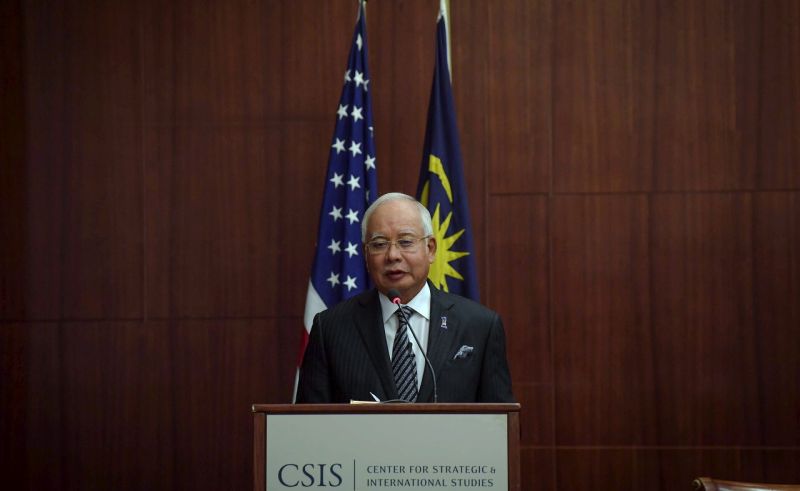 Prime Minister Datuk Seri Najib Razak speaks at the Banyan Tree Leadership Forum held at the Center for Strategic and International Studies (CSIS) in Washington. u00e2u20acu2022 Bernama pic