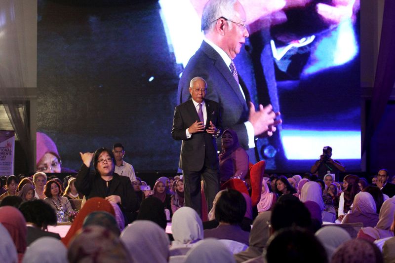 Prime Minister Datuk Seri Najib Tun Razak speaks during the National Womanu00e2u20acu2122s Day 2017 event at the Berjaya Times Square Hotel, Kuala Lumpur on September 4, 2017. u00e2u20acu201d Picture by Miera Zulyana