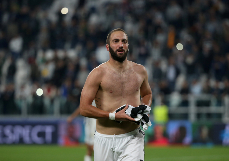 Juventusu00e2u20acu2122 Gonzalo Higuain celebrates after the Champions League match against Olympiacos at Juventus Stadium, Turin September 27, 2017. u00e2u20acu201d Reuters pic