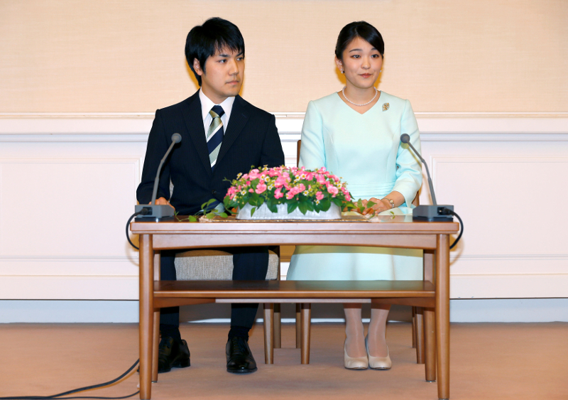 Princess Mako, the elder daughter of Prince Akishino and Princess Kiko, and her fiancee Kei Komuro smile during a press conference to announce their engagement at Akasaka East Residence in Tokyo September 3, 2017. u00e2u20acu201d Reuters pic