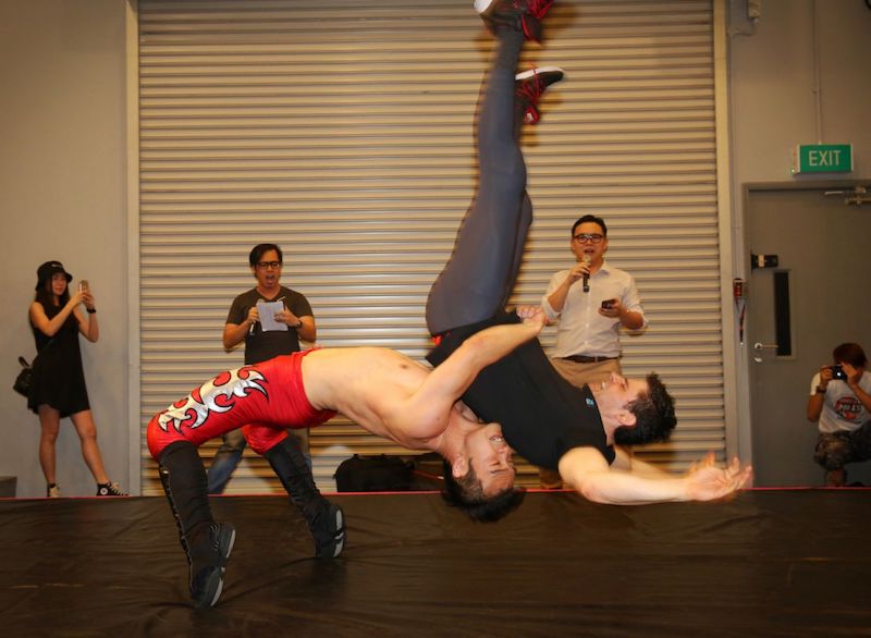 For the first time, poets reciting poetry alongside pro-wrestlers as part of Sing Lit Body Slam held on October 6 and 7, 2017, at Aliwal Arts Centre. u00e2u20acu201d TODAY pic