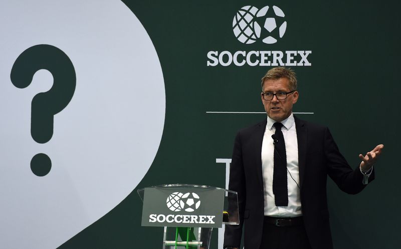 Sports Sleep Coach, Nick Littlehales, speaks during a panel discussion at the Soccerex Global Convention 2017 in Manchester, England, September 4, 2017. u00e2u20acu201d AFP pic