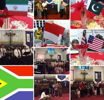 A collage of photos of flags where some St Andrew's members in October 2015 originated from. — Picture courtesy of St Andrew's Presbyterian Church