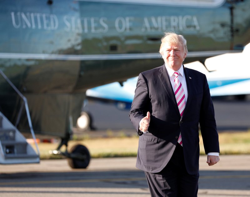 US President Donald Trump gestures in front of Marine One before departing Morristown Municipal Airport in  New Jersey September 22, 2017. u00e2u20acu201d Reuters pic