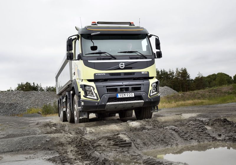 A truck negotiates the off-road terrain at the Volvo Trucks Fuelwatch Challenge in Gothenburg. u00e2u20acu201d TODAY pic