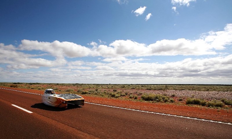 The Nuon Solar Team vehicle u00e2u20acu02dcNuna9u00e2u20acu2122 from the Netherlands speeds towards Coober Pedy during the fourth day of racing. u00e2u20acu201d AFP pic