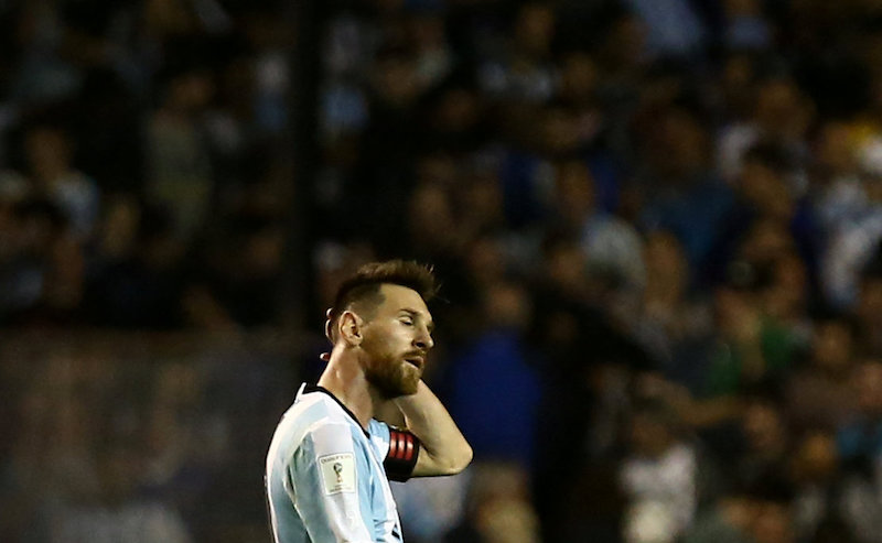 Lionel Messi of Argentina reacts at the end of their 2018 World Cup Qualifications match against Peru in Buenos Aires October 5, 2017. u00e2u20acu201d Reuters pic