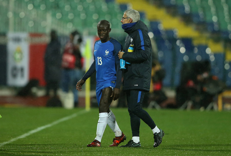 Franceu00e2u20acu2122s Nu00e2u20acu2122Golo Kante is substituted off after sustaining an injury during their 2018 World Cup Qualifications match against Bulgaria in Sofia October 7, 2017. u00e2u20acu201d Reuters pic