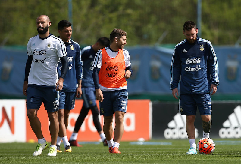 Argentinau00e2u20acu2122s Lionel Messi and Javier Mascherano attend a training session ahead of their World Cup 2018 Qualifying match against Ecuador in Buenos Aires October 8, 2017. u00e2u20acu201d Reuters pic
