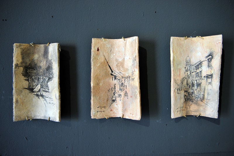 (From left) Khoo Kongsi, Bishop Street and Che Em Lane on heritage tiles by Lijynn.