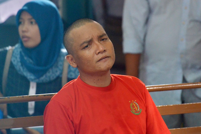 Khaireyll Benjamin Ibrahim, alias Benjy, attends his trial at a court in Medan on October 18, 2017. u00e2u20acu201d AFP pic