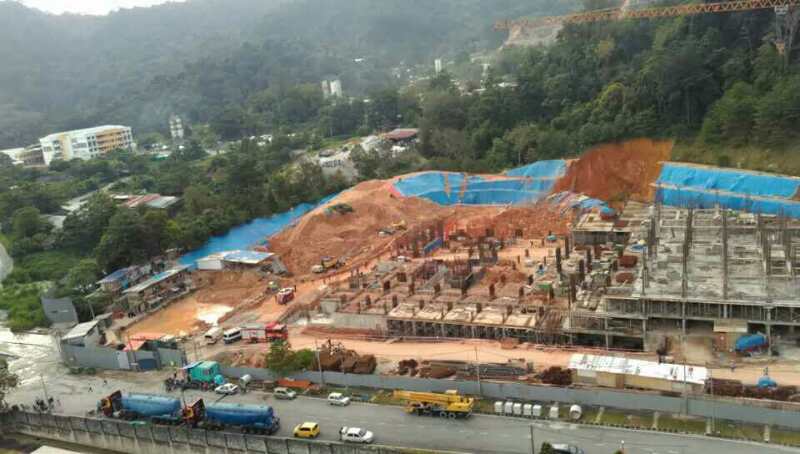 A bird's eye view of the landslide which took place at Tanjung Bungah, Penang October 21, 2017. u00e2u20acu201d Picture by Malay Mail