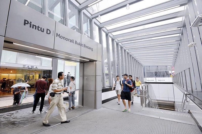 To get to the AirAsia-Bukit Bintang Monorail station, exit from Entrance D.