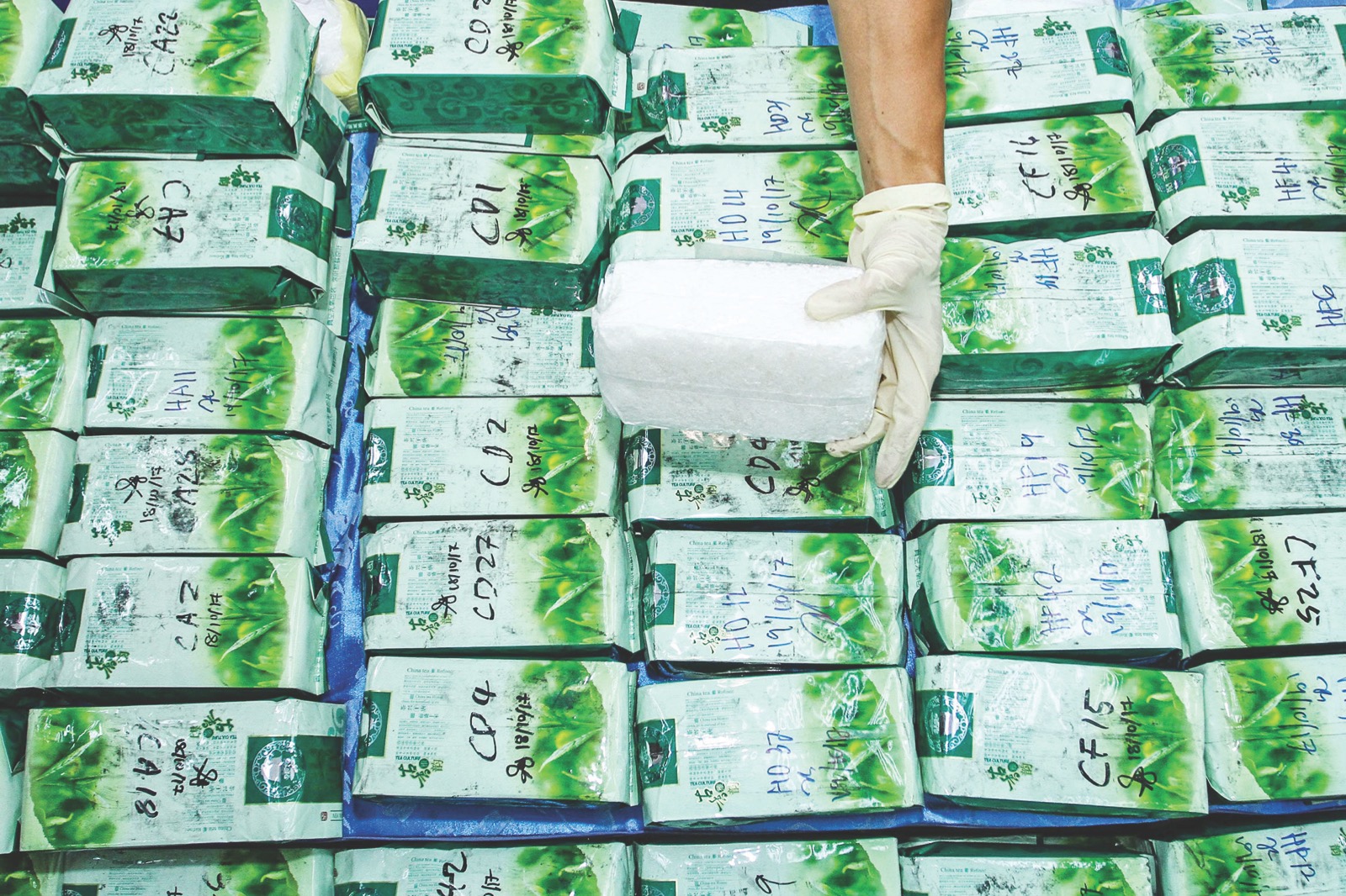 Part of the seizure where the drugs were sealed within green tea packets. u00e2u20acu201d Picture by Shafwan Zaidon