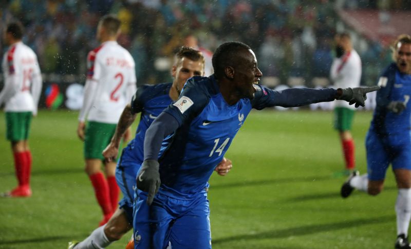 France's Blaise Matuidi celebrates after scoring the first goal against Bulgaria. u00e2u20acu2022 Reuters pic